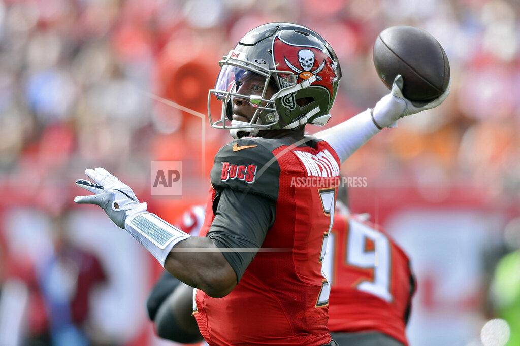 Jason Behnken Tampa Bay Buccaneers quarterback Jameis Winston (3) fires a pass against the Atlanta Falcons during the first half of an NFL football game Sunday, Dec. 29, 2019, in Tampa, Fla. (AP Photo/Jason Behnken)