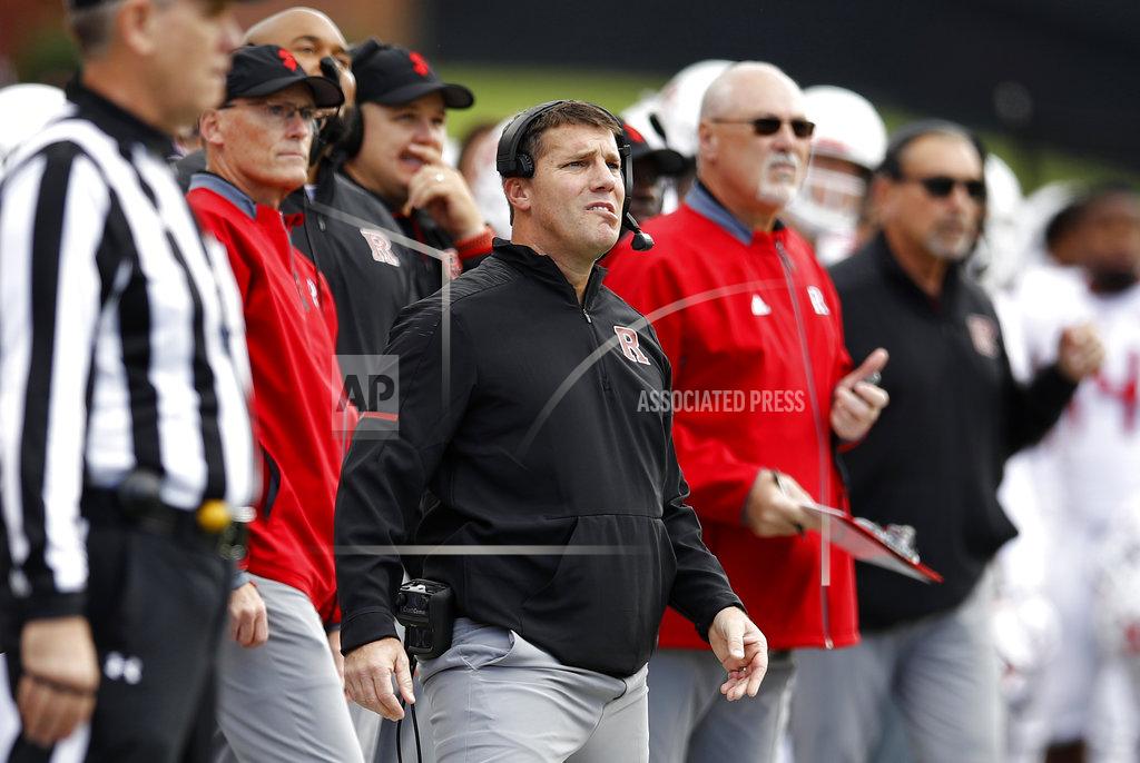 Patrick Semansky Rutgers head coach Chris Ash, center, reacts as he watches a successful Maryland field goal attempt in the first half of an NCAA college football game, Saturday, Oct. 13, 2018, in College Park, Md. Maryland won 34-7. (AP Photo/Patrick Semansky)
