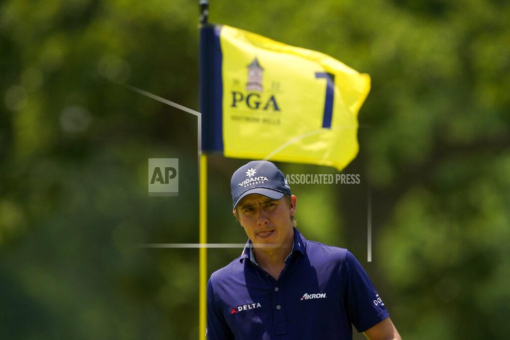 Matt York Carlos Ortiz, of Mexico, walks on the first green during a practice round for the PGA Championship golf tournament, Wednesday, May 18, 2022, in Tulsa, Okla. (AP Photo/Matt York)