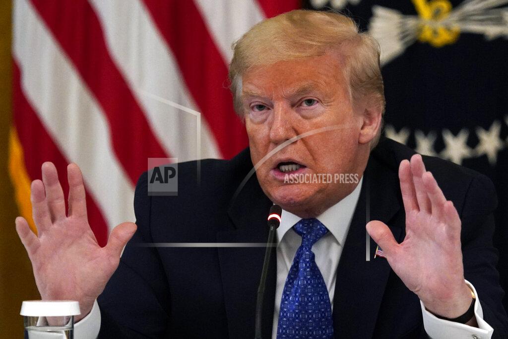Evan Vucci President Donald Trump speaks during a Cabinet Meeting in the East Room of the White House, Tuesday, May 19, 2020, in Washington. (AP Photo/Evan Vucci)
