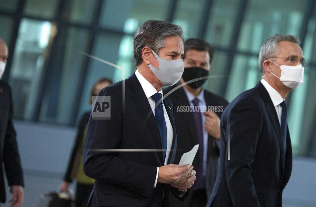 Virginia Mayo U.S. Secretary of State Antony Blinken, left, walks with NATO Secretary General Jens Stoltenberg, right, after addressing a media conference prior to a meeting of NATO foreign ministers at NATO headquarters in Brussels on Tuesday, March 23, 2021. (AP Photo/Virginia Mayo, Pool)