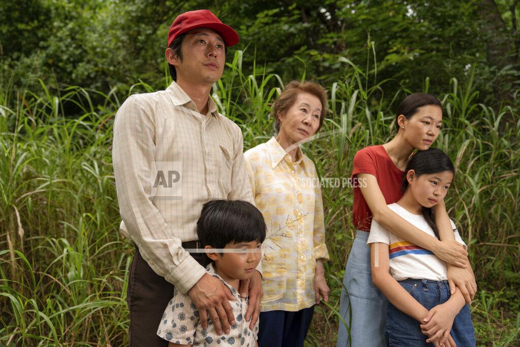 Josh Ethan Johnson This image released by A24 shows, from left, Steven Yeun, Alan S. Kim, Yuh-Jung Youn, Yeri Han, and Noel Cho in a scene from "Minari."(Josh Ethan Johnson/A24 via AP)