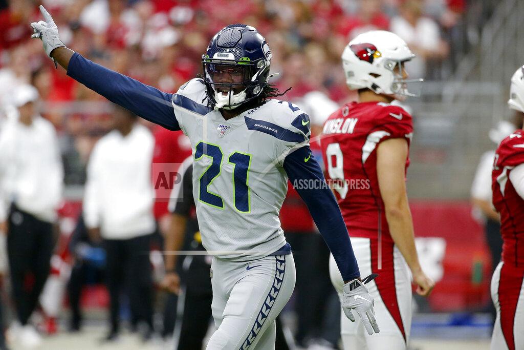 Rick Scuteri Seattle Seahawks cornerback Tre Flowers (21) celebrates after a missed field goal by the Arizona Cardinals during the first half of an NFL football game, Sunday, Sept. 29, 2019, in Glendale, Ariz. (AP Photo/Rick Scuteri)