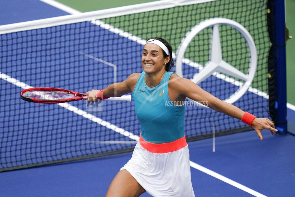 Seth Wenig Caroline Garcia, of France, reacts after defeating Karolina Pliskova, of the Czech Republic, during the second round of the US Open tennis championships, Wednesday, Sept. 2, 2020, in New York. (AP Photo/Seth Wenig)