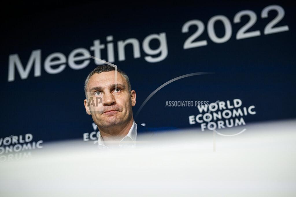 Gian Ehrenzeller Vitaliy Klitschko, Mayor of Kyiv, Ukraine, speaks during the 51st annual meeting of the World Economic Forum, WEF, in Davos, Switzerland, on Thursday, May 26, 2022. The forum has been postponed due to the Covid-19 outbreak and was rescheduled to early summer. The meeting brings together entrepreneurs, scientists, corporate and political leaders in Davos under the topic "History at a Turning Point: Government Policies and Business Strategies" from 22 - 26 May 2022. (Gian Ehrenzeller/Keystone via AP)
