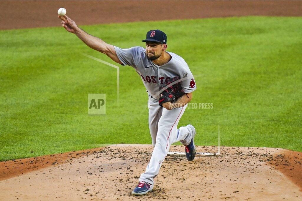 Frank Franklin Ii Boston Red Sox's Nathan Eovaldi delivers a pitch during the first inning of a baseball game against the New York Yankees Saturday, Aug. 15, 2020, in New York. (AP Photo/Frank Franklin II)