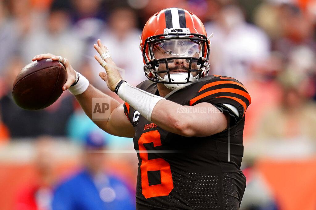 Jack Dempsey Cleveland Browns quarterback Baker Mayfield (6) throws against the Denver Broncos during the first half of NFL football game, Sunday, Nov. 3, 2019, in Denver. (AP Photo/Jack Dempsey)