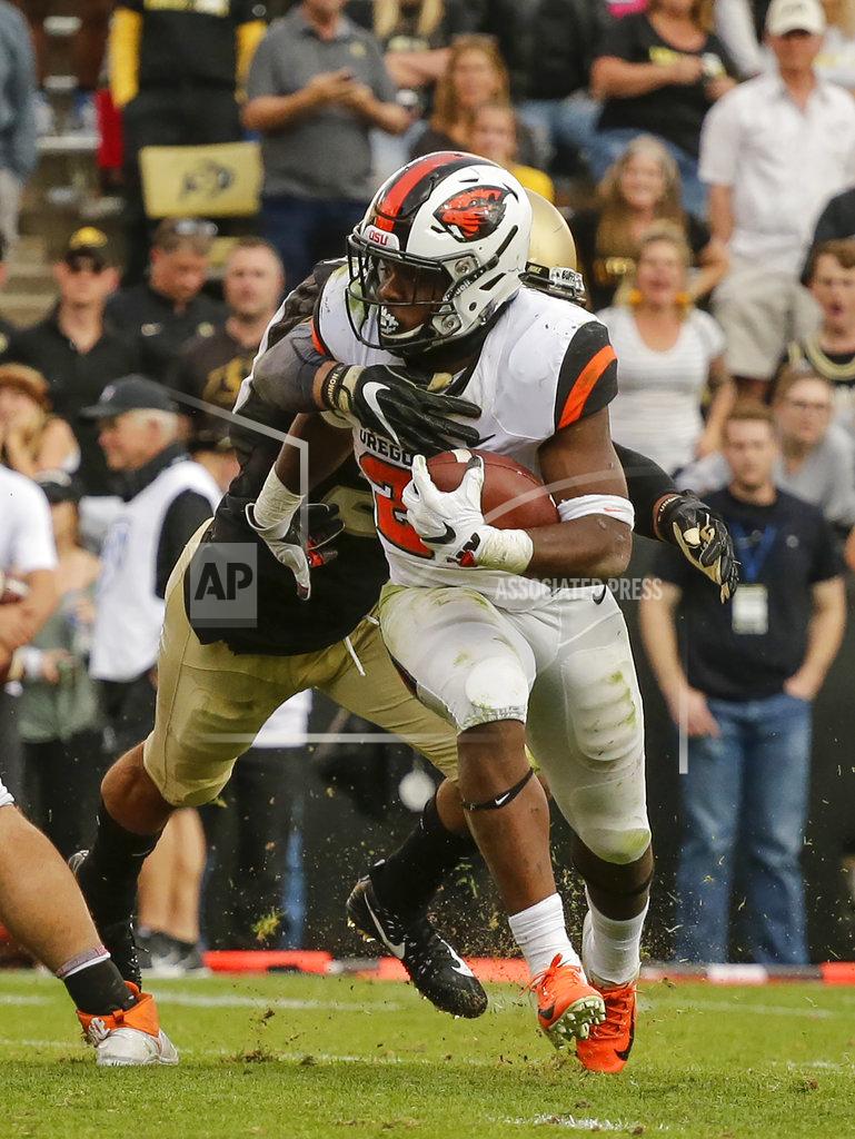 Jack Dempsey Oregon State running back Jermar Jefferson (22) runs against Colorado during the second half of an NCAA football game, Saturday, Oct. 27, 2018, in Boulder, Colo. Oregon State won, 41-34. (AP Photo/Jack Dempsey)