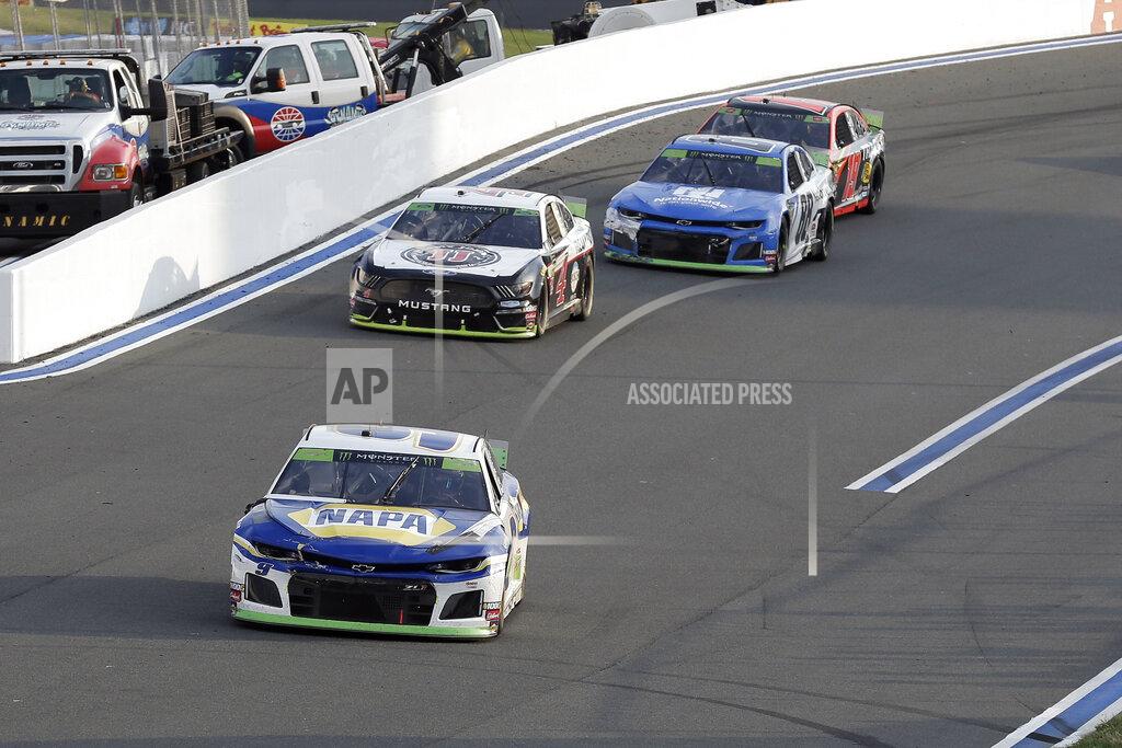 Gerry Broome Chase Elliott leads Kevin Harvick out of Turn 2 during the NASCAR Cup Series auto race at Charlotte Motor Speedway in Concord, N.C., Sunday, Sept. 29, 2019. (AP Photo/Gerry Broome)