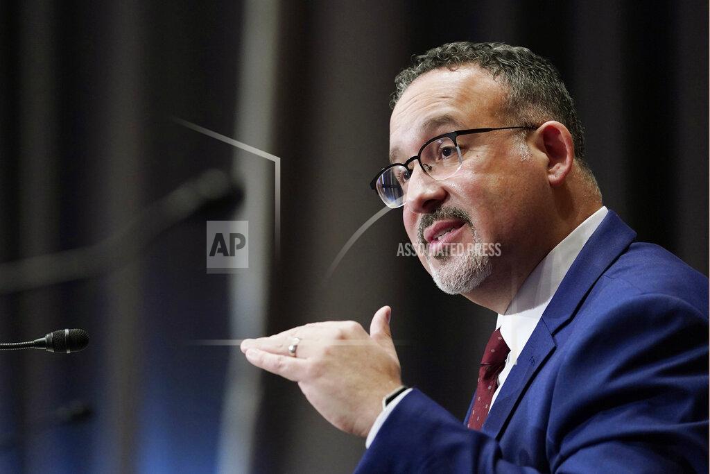 Susan Walsh Education Secretary nominee Miguel Cardona testifies before the Senate Health, Education, Labor and Pensions committee during his confirmation hearing on Capitol Hill in Washington, Wednesday, Feb. 3, 2021. (AP Photo/Susan Walsh, Pool)