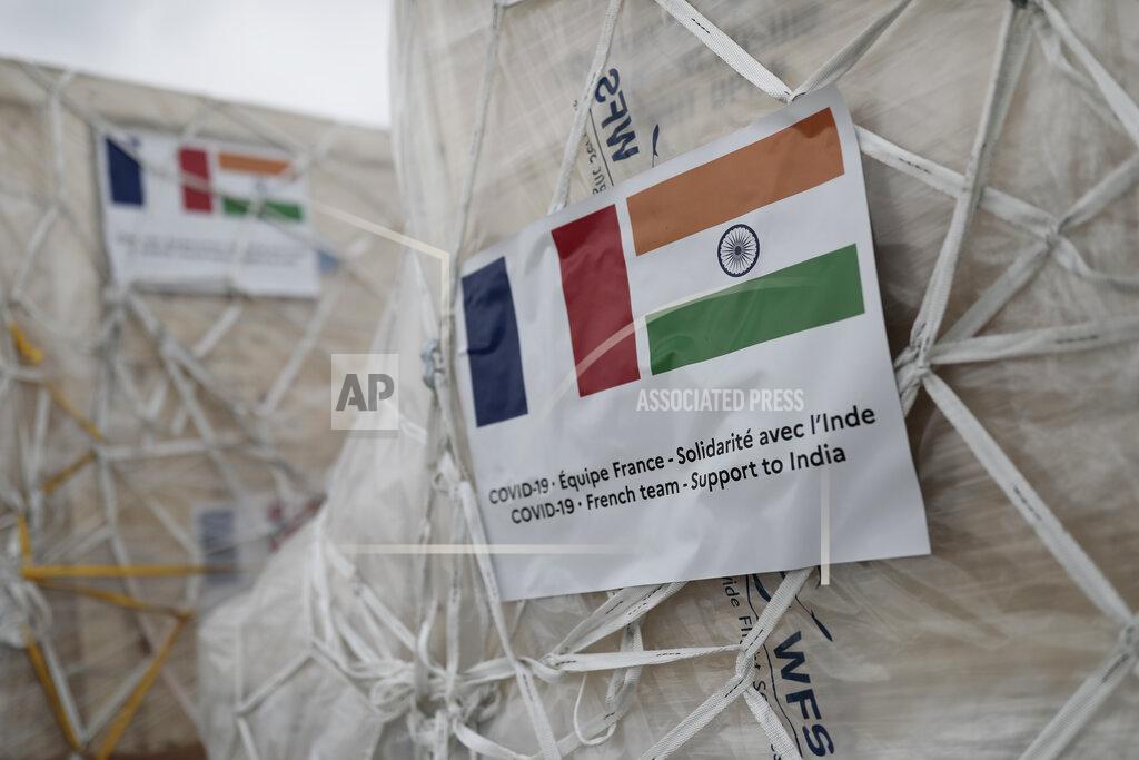 Lewis Joly FILE - In this May 1, 2021, file photo, medical supplies to be sent to India are pictured at Roissy airport, north of Paris. India’s large diaspora is tapping its wealth, growing political clout and expertise to help India combat a catastrophic coronavirus surge that has led to desperate pleas for oxygen and left people to die outside overwhelmed hospitals. (AP Photo/Lewis Joly, Pool, File)