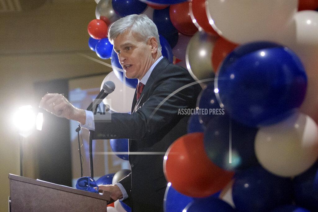 Matthew Hinton Sen. Bill Cassidy, R-La., addresses supporters at his election watch party on Election Night in Baton Rouge, La., Tuesday, Nov. 3, 2020. (AP Photo/Matthew Hinton)