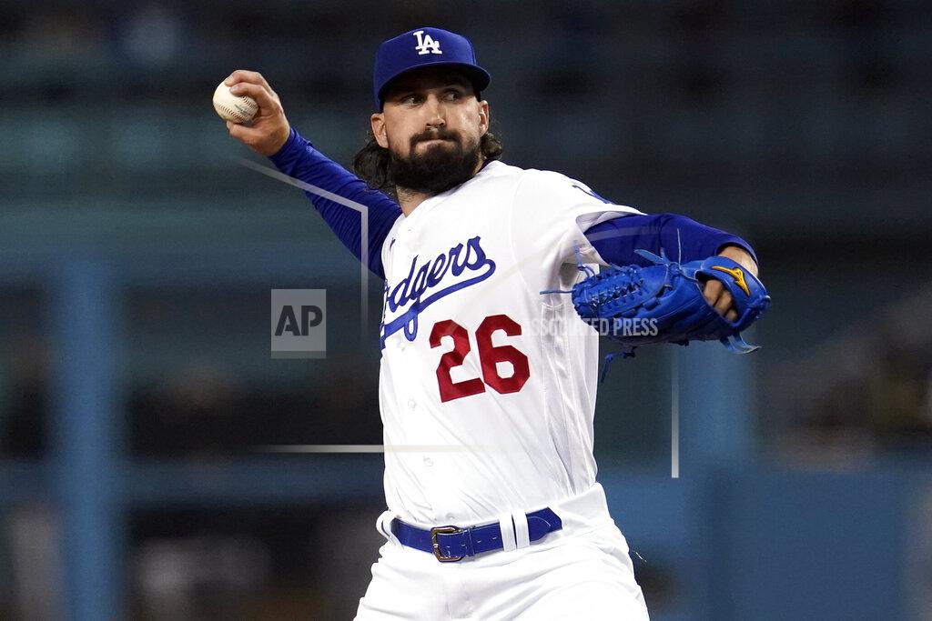 Marcio Jose Sanchez Los Angeles Dodgers starting pitcher Tony Gonsolin throws to an Arizona Diamondbacks batter during the first inning of a baseball game Tuesday, Sept. 14, 2021, in Los Angeles. (AP Photo/Marcio Jose Sanchez)