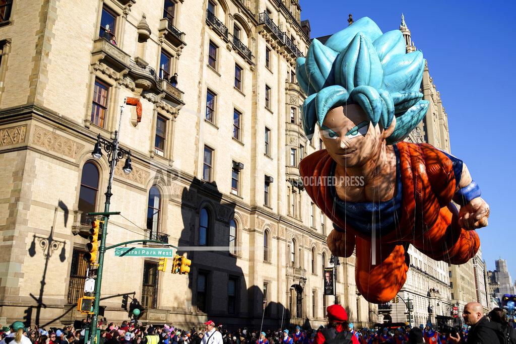 Julia Nikhinson The Goku balloon make its way down Central Park West during the Macy's Thanksgiving Day Parade, Thursday, Nov. 24, 2022, in New York. (AP Photo/Julia Nikhinson)