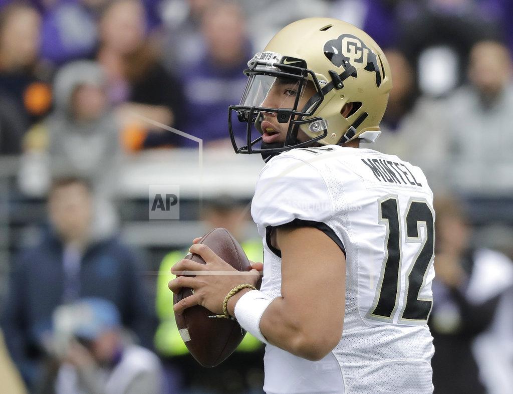 Ted S. Warren Colorado quarterback Steven Montez looks to pass against Washington during the first half of an NCAA college football game, Saturday, Oct. 20, 2018, in Seattle. (AP Photo/Ted S. Warren)