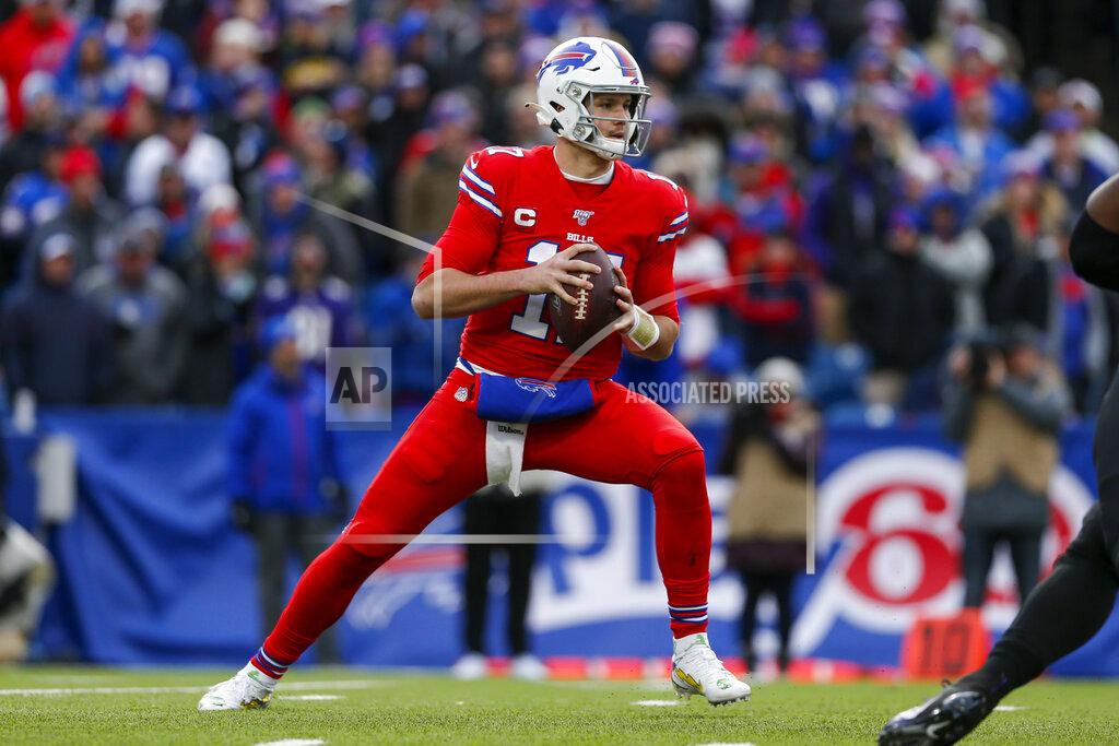 John Munson Buffalo Bills quarterback Josh Allen (17) looks to pass during the second half of an NFL football game against the Baltimore Ravens in Orchard Park, N.Y., Sunday, Dec. 8, 2019. (AP Photo/John Munson)