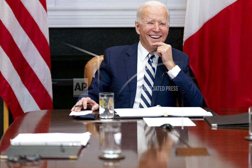 Andrew Harnik FILE - In this March 1, 2021, file photo President Joe Biden speaks during a virtual meeting with Mexican President Andres Manuel Lopez Obrador, in the Roosevelt Room of the White House in Washington. (AP Photo/Andrew Harnik, File)