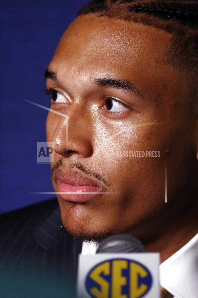 Butch Dill Texas A&M quarterback Kellen Mond speaks to reporters during the NCAA college football Southeastern Conference Media Days, Tuesday, July 16, 2019, in Hoover, Ala. (AP Photo/Butch Dill)