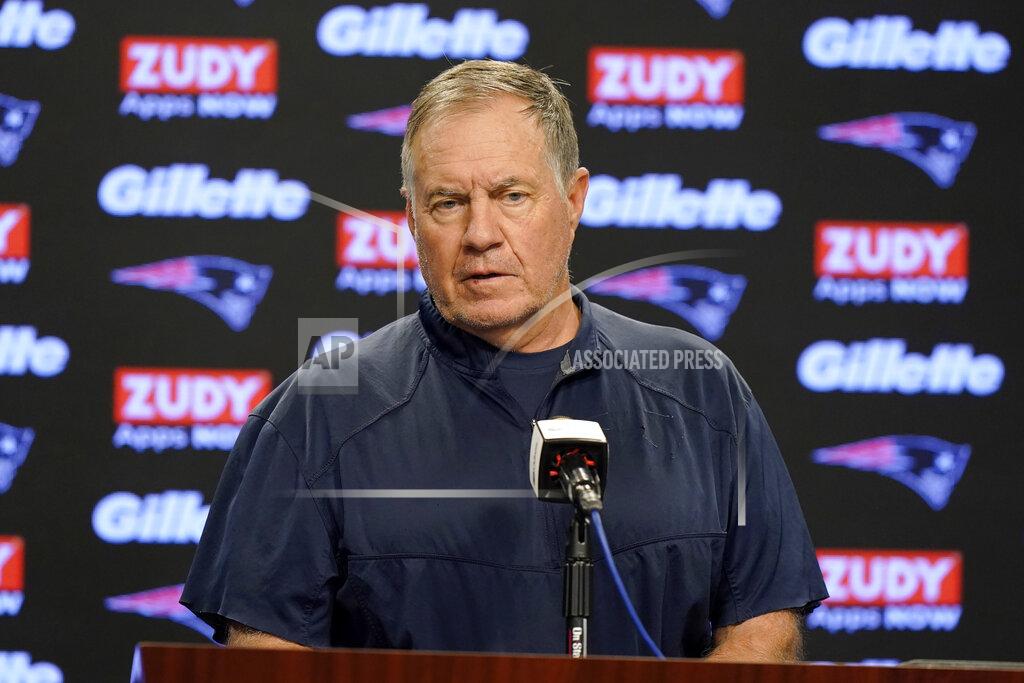 Steven Senne New England Patriots head coach Bill Belichick faces reporters before an NFL football practice, Wednesday, Oct. 13, 2021, in Foxborough, Mass. (AP Photo/Steven Senne)
