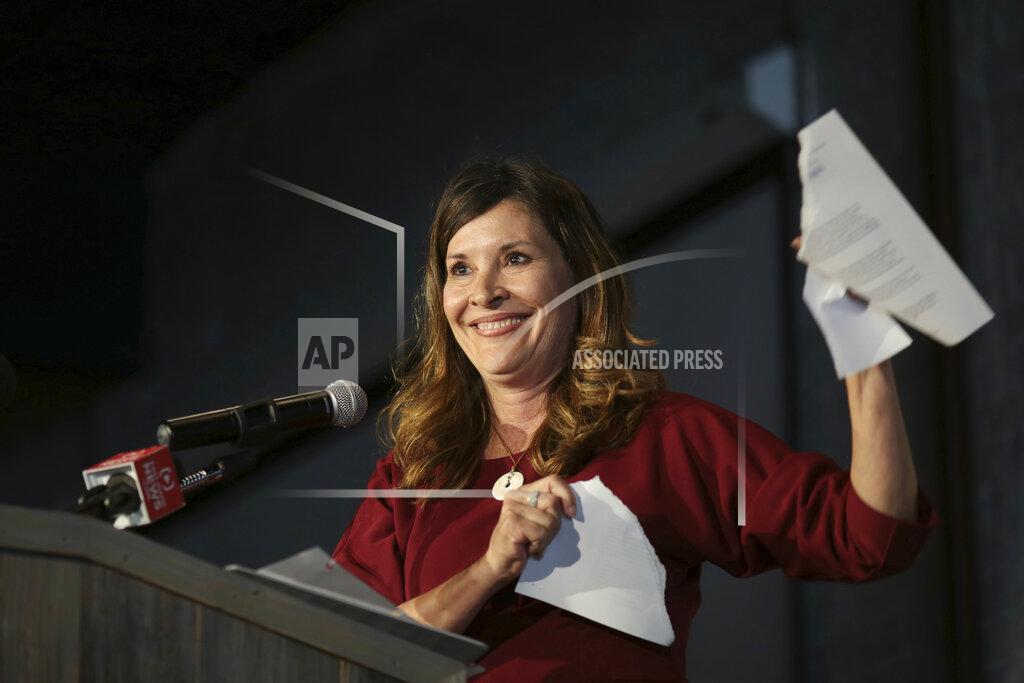 John Roark Lt. Gov. Janice McGeachin tears up a FEMA COVID agreement as she announces her run for Idaho Governor at the Downtown Event Center in Idaho Falls, Idaho on Wednesday, May 19, 2021. (John Roark /The Idaho Post-Register via AP)