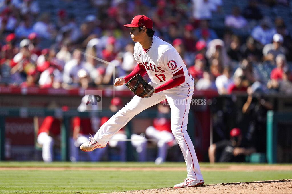 Jae C. Hong Los Angeles Angels starter Shohei Ohtani, of Japan, follows through on a pitch against the Oakland Athletics during the seventh inning of a baseball game Sunday, Sept. 19, 2021, in Anaheim, Calif. (AP Photo/Jae C. Hong)
