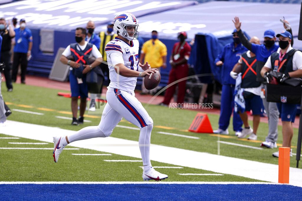 Jeffrey T. Barnes Buffalo Bills quarterback Josh Allen (17) scrambles for a touchdown during the first half of an NFL football game against the New York Jets in Orchard Park, N.Y., Sunday, Sept. 13, 2020. (AP Photo/Jeffrey T. Barnes)