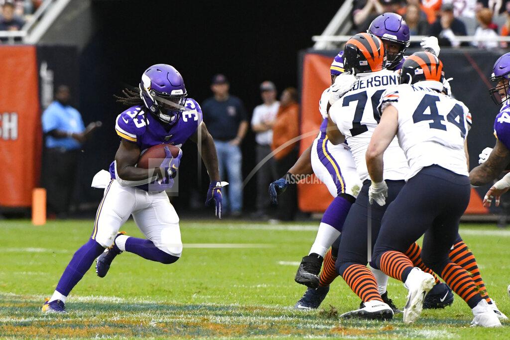 Matt Marton Minnesota Vikings running back Dalvin Cook runs with the ball during the half of an NFL football game against the Chicago Bears Sunday, Sept. 29, 2019, in Chicago. (AP Photo/Matt Marton)