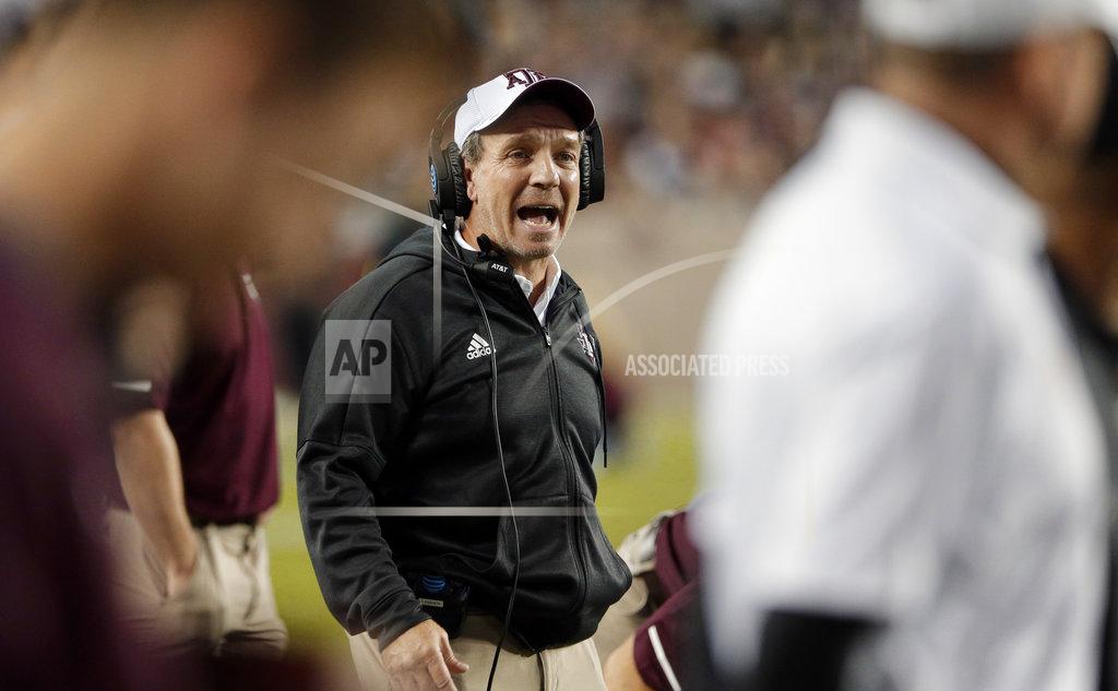 Michael Wyke Texas A&M coach Jimbo Fisher shouts during a timeout in the first half of an NCAA college football game against UAB on Saturday, Nov. 17, 2018, in College Station, Texas. (AP Photo/Michael Wyke)