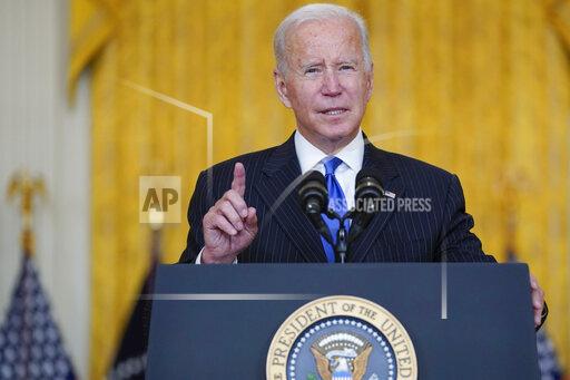 President Joe Biden delivers remarks on efforts to address global supply chain bottlenecks during an event in the East Room of the White House, Wednesday, Oct. 13, 2021, in Washington. (AP Photo/Evan Vucci)