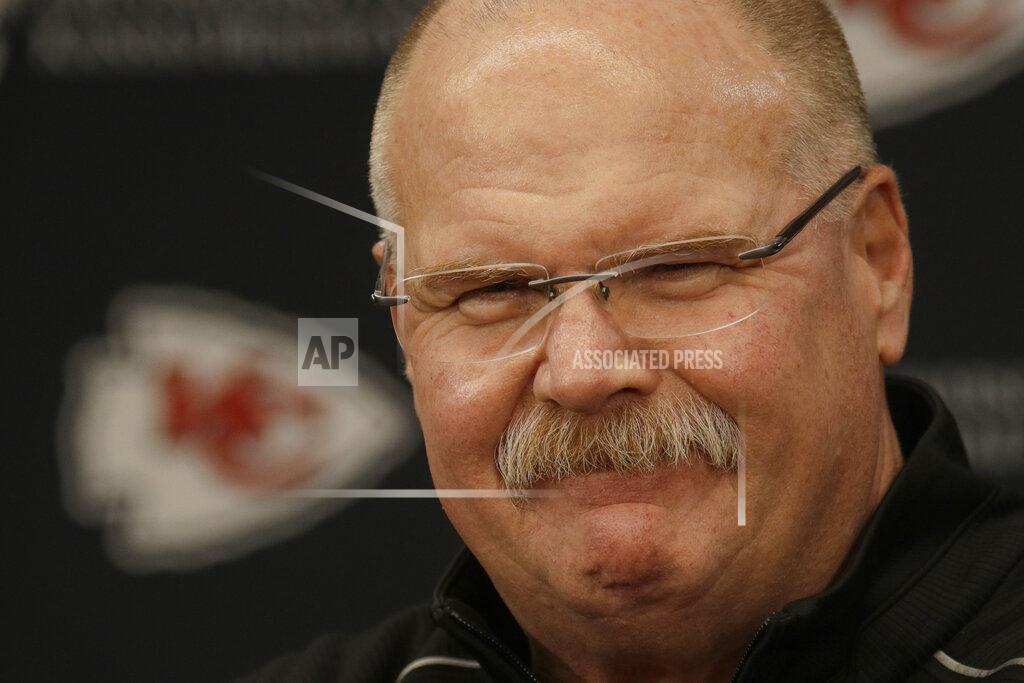Charlie Riedel Kansas City Chiefs head coach Andy Reid addresses the media at a news conference Monday, Jan. 20, 2020 at Arrowhead Stadium in Kansas City, Mo. The Chiefs defeated the Tennessee Titans 35-24 Sunday to win the AFC championship to advance to Super Bowl 54 against the San Francisco 49ers. (AP Photo/Charlie Riedel)