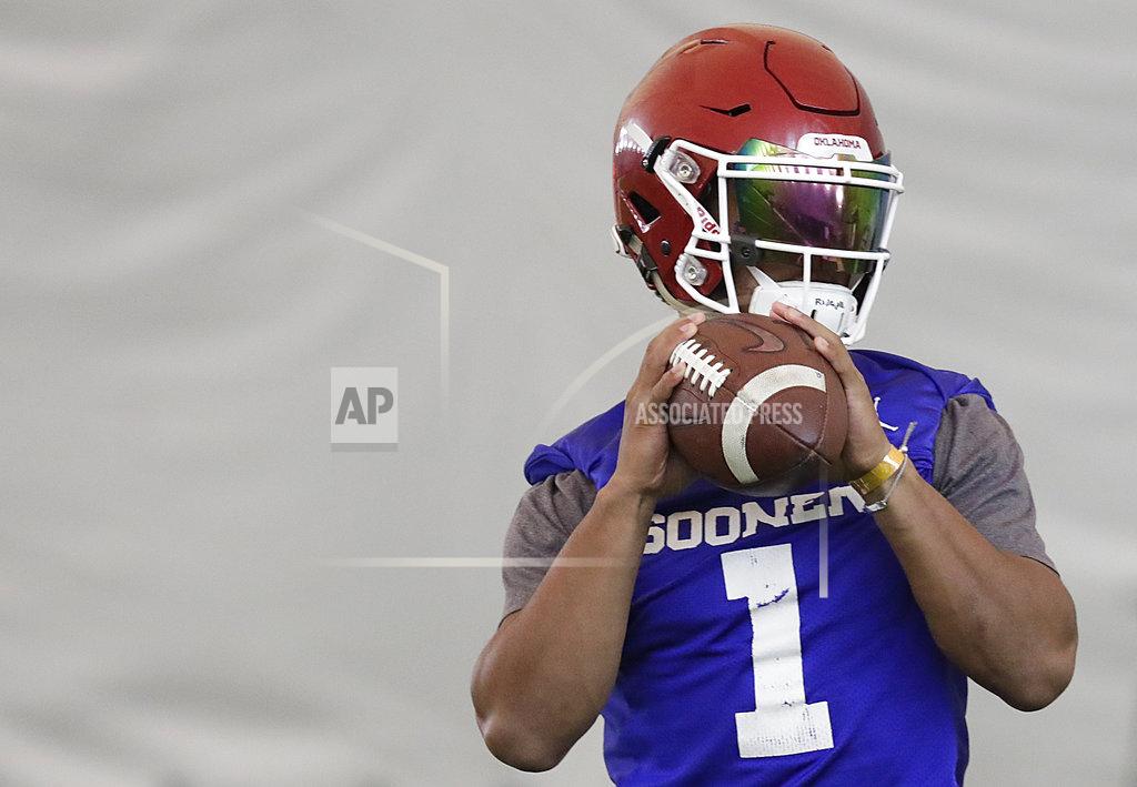 Brynn Anderson Oklahoma quarterback Kyler Murray sets back to pass during an NCAA college football practice Thursday, Dec. 27, 2018, in Davie, Fla. Oklahoma plays Alabama in the Orange Bowl on Dec. 29. (AP Photo/Brynn Anderson)