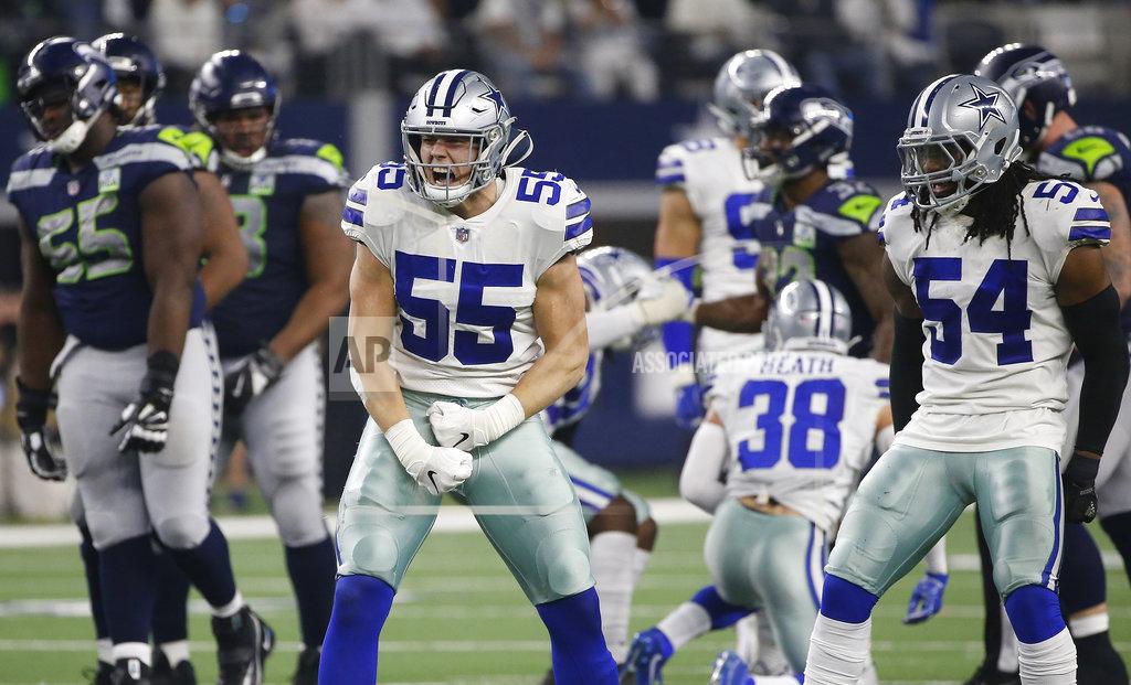 Ron Jenkins Dallas Cowboys Dallas Leighton Vander Esch (55) and Jaylon Smith (54) celebrate a defensive play against the Seattle Seahawks during the second half of the NFC wild-card NFL football game, in Arlington, Texas, Saturday, Jan. 5, 2019. (AP Photo/Ron Jenkins)