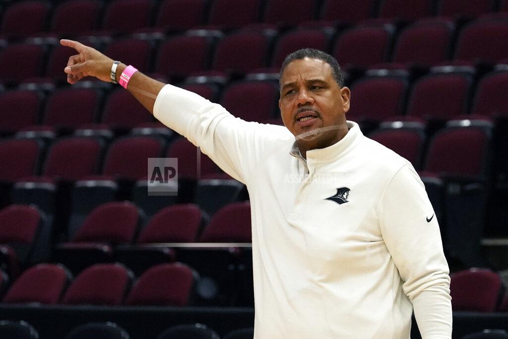 Charles Rex Arbogast Providence head coach Ed Cooley conducts practice for the NCAA men's college basketball tournament Thursday, March 24, 2022, in Chicago. Providence faces Kansas in a Sweet 16 game on Friday. (AP Photo/Charles Rex Arbogast)