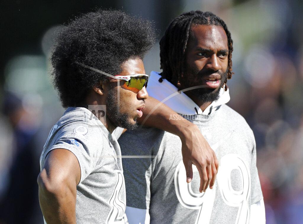 Gregory Payan FILE - In this Jan. 25, 2020, file photo, AFC cornerback Marlon Humphrey, left, of the Baltimore Ravens, and Matthew Judon, also of the Ravens, relax during Pro Bowl NFL football practice in Kissimmee, Fla. Judon criticized the timing of NFL Commissioner Roger Goodell's assertion that “black lives matter" to the league, saying Monday, June 15, 2020, that the assertion should have been made long ago. (AP Photo/Gregory Payan, File)