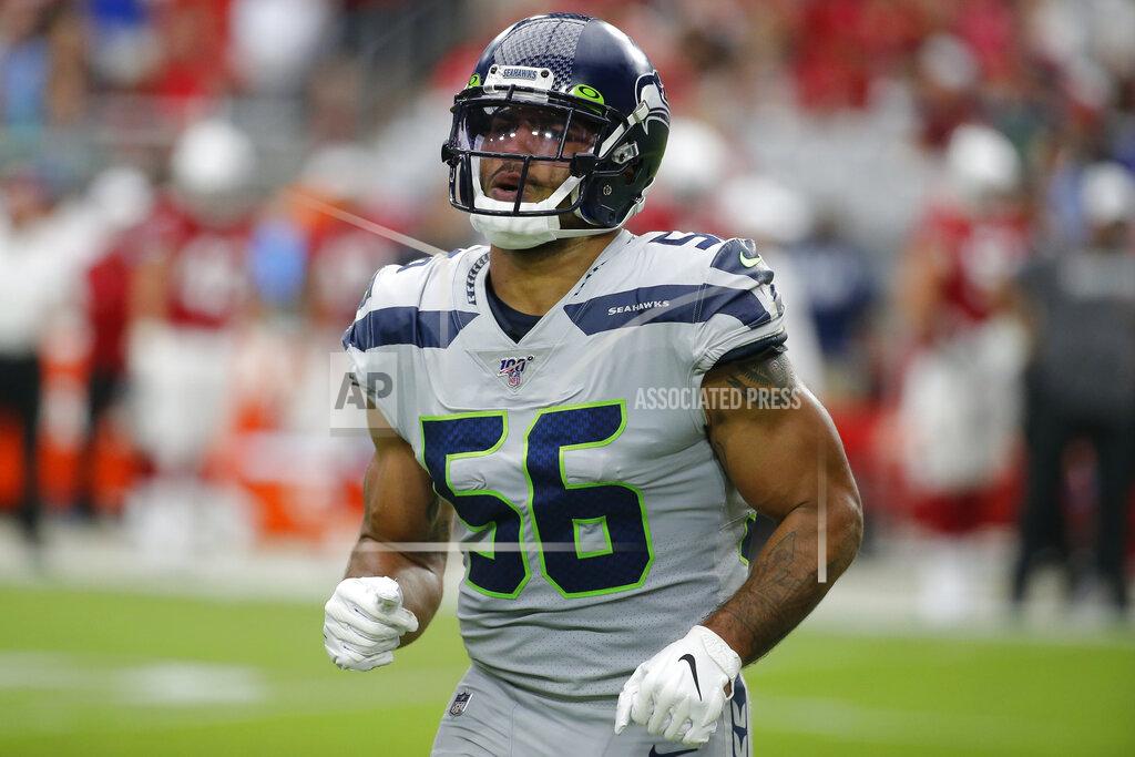 Rick Scuteri FILE - In this Sept. 29, 2019, file photo, Seattle Seahawks linebacker Mychal Kendricks (56) appears during an NFL football game against the Arizona Cardinals in Glendale, Ariz. Washington is signing veteran Kendricks off the Seahawks’ practice squad to boost a defense that has struggled in the first half much of this season. Agent Douglas J. Hendrickson confirmed the move to The Associated Press on Monday, Dec. 21, 2020, less than 24 hours after Washington lost 20-15 to Seattle to snap its winning streak at four. (AP Photo/Rick Scuteri, File)