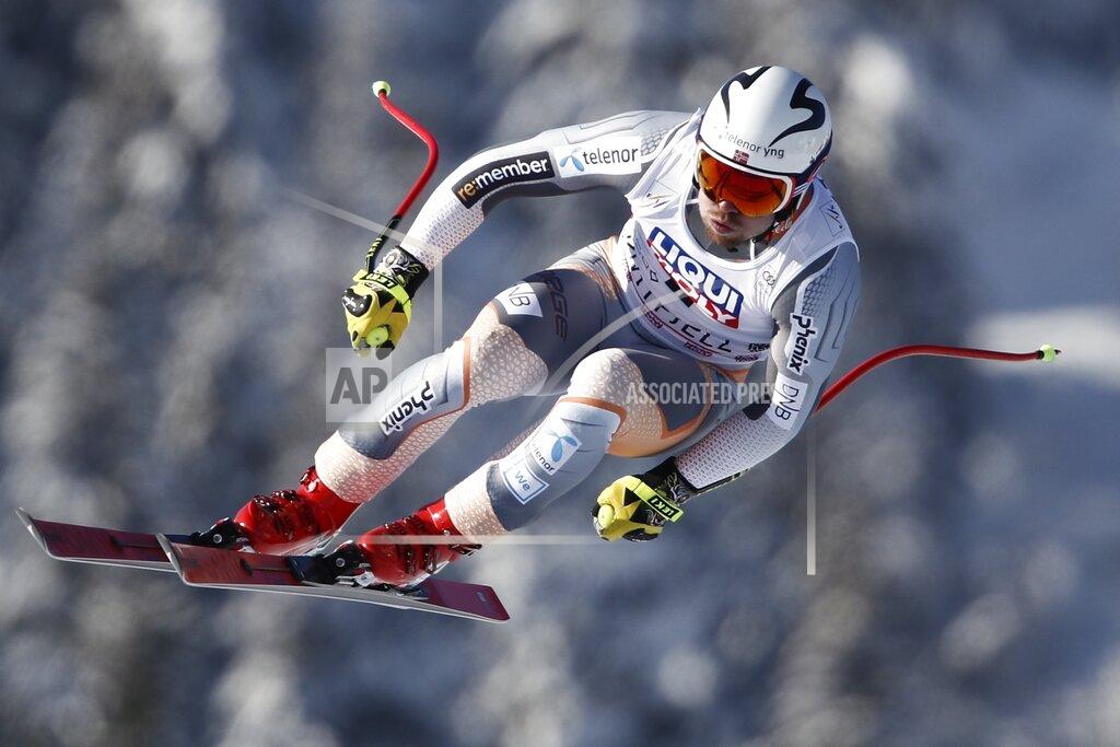 Gabriele Facciotti Norway's Aleksander Aamodt Kilde takes a jump as he speeds down the course during an alpine ski, men's World Cup downhill, in Kvitfjell, Norway, Saturday, March 7, 2020. (AP Photo/Gabriele Facciotti)