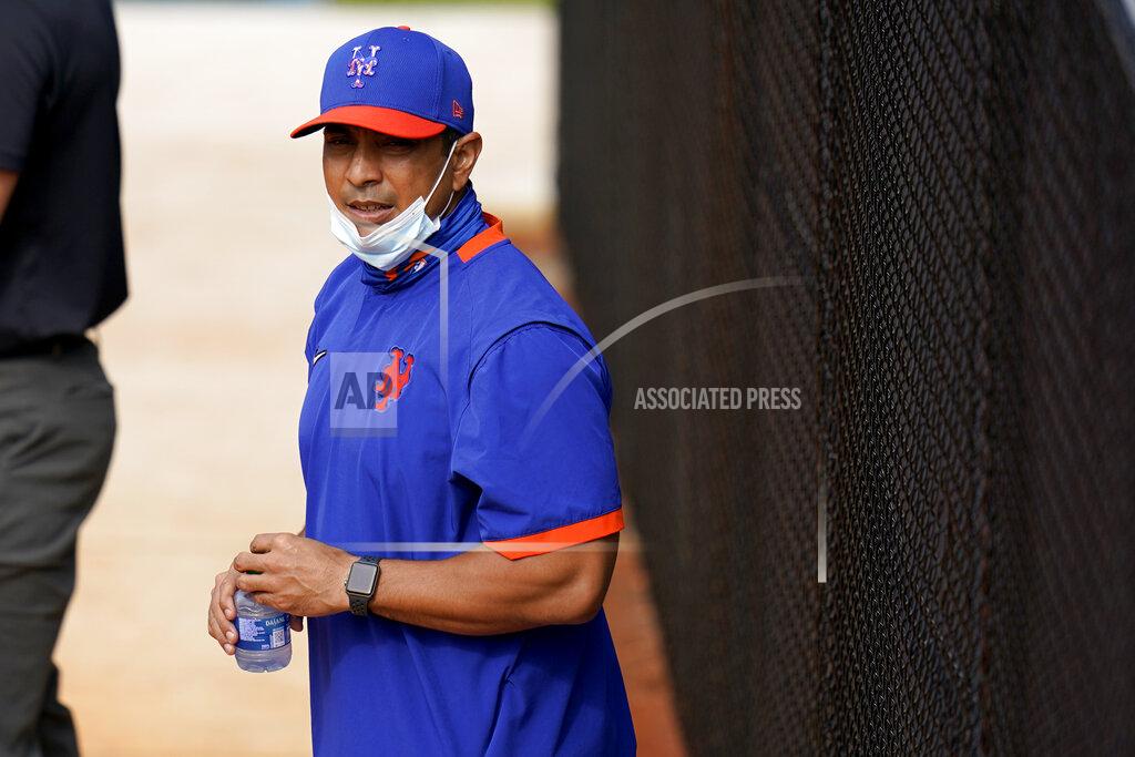 Jeff Roberson New York Mets manager Luis Rojas watches during spring training baseball practice Tuesday, Feb. 23, 2021, in Port St. Lucie, Fla. (AP Photo/Jeff Roberson)
