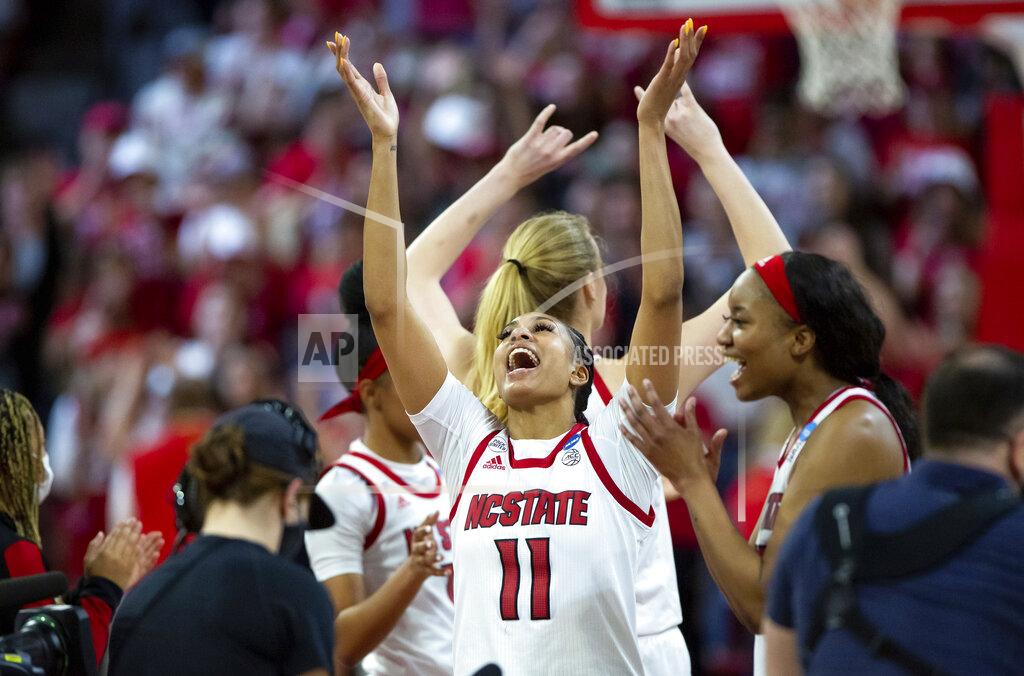 Ben Mckeown North Carolina State's Jakia Brown-Turner (11) celebrates following a victory over Kansas State in a college basketball game in the second round of the NCAA tournament in Raleigh, N.C., Monday, March 21, 2022. (AP Photo/Ben McKeown)