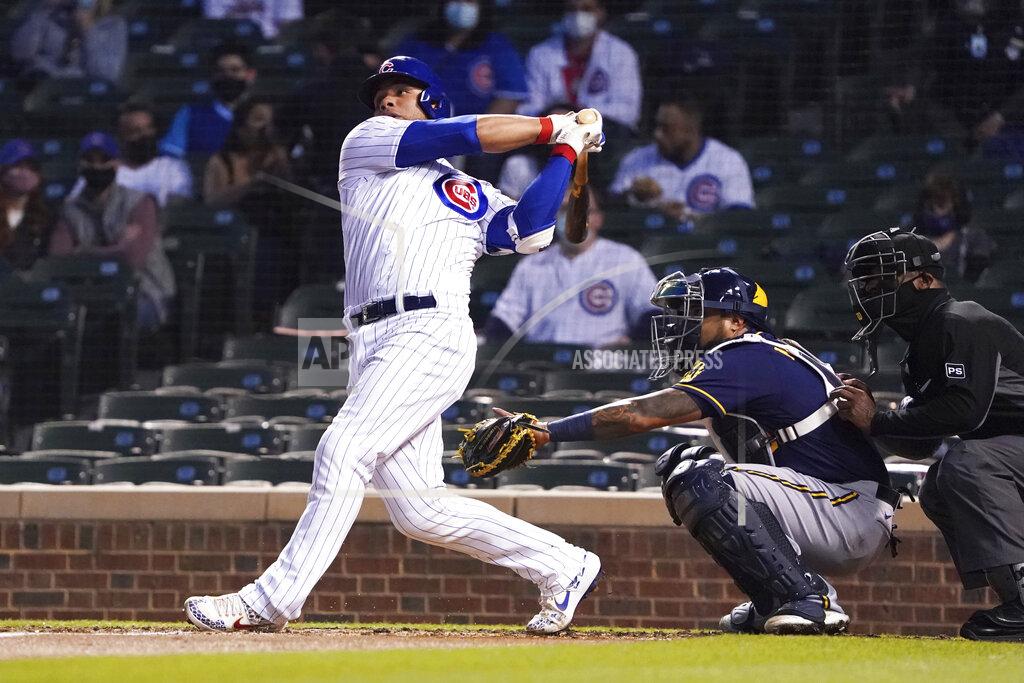 David Banks Chicago Cubs' Willson Contreras hits a two-run home run against the Milwaukee Brewers during the fourth inning of a baseball game, Monday, April 5, 2021, in Chicago. (AP Photo/David Banks)