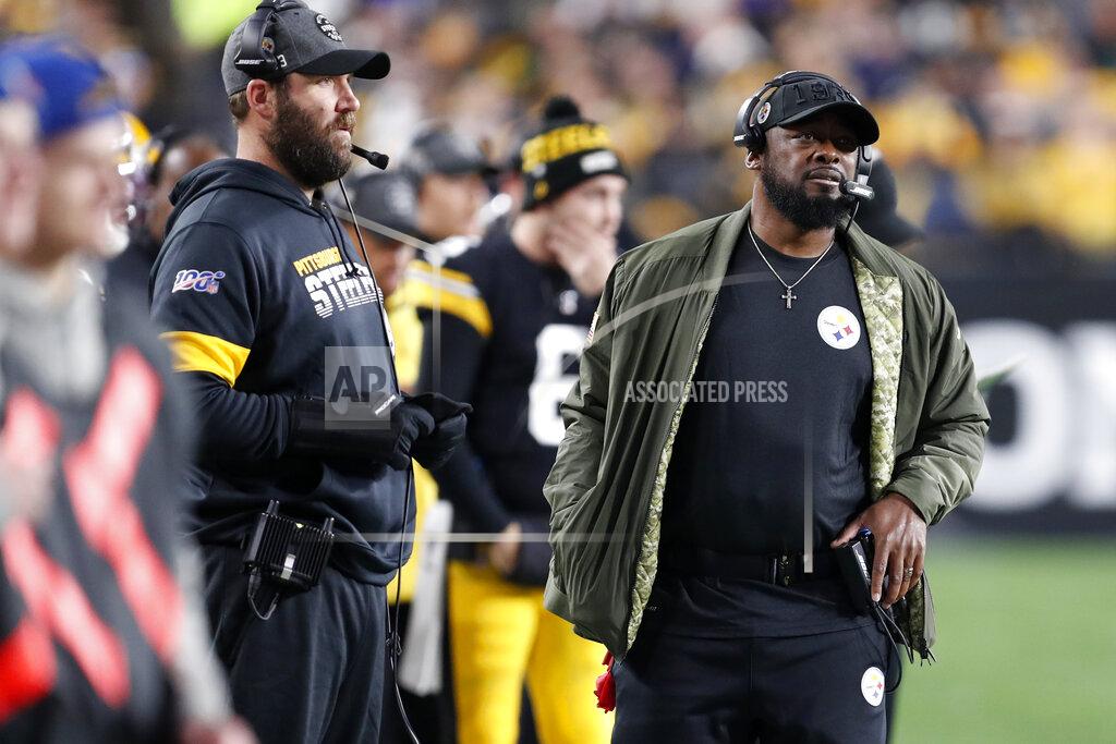 Keith Srakocic Pittsburgh Steelers head coach Mike Tomlin, right, and quarterback Ben Roethlisberger stand on the sideline during the first half of an NFL football game against the Los Angeles Rams in Pittsburgh, Sunday, Nov. 10, 2019. (AP Photo/Keith Srakocic)