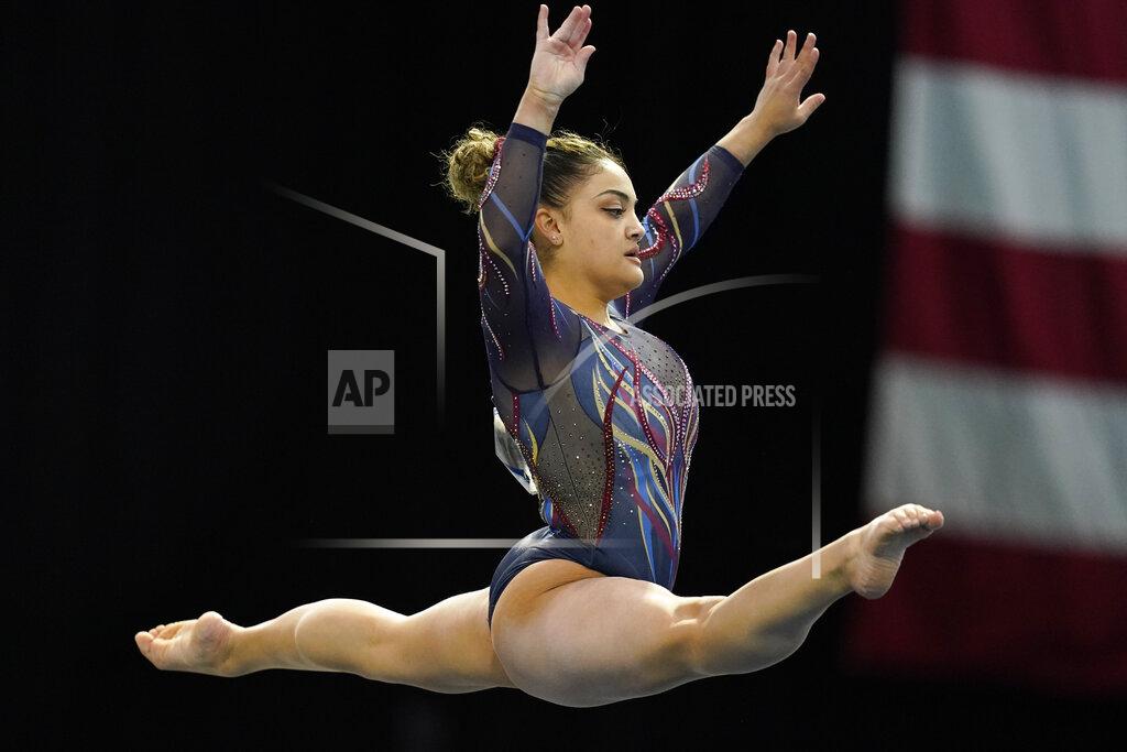Darron Cummings Laurie Hernandez performs in the floor exercise during the Winter Cup gymnastics competition, Saturday, Feb. 27, 2021, in Indianapolis. (AP Photo/Darron Cummings)