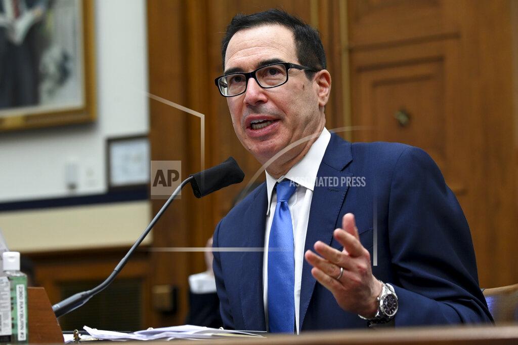 Erin Scott Treasury Secretary Steven Mnuchin speaks during a House Small Business Committee hearing on oversight of the Small Business Administration and Department of Treasury pandemic programs on Capitol Hill in Washington, Friday, July 17, 2020. (Erin Scott/Pool via AP)