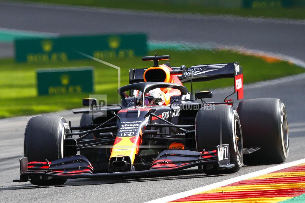 Francois Lenoir Red Bull driver Max Verstappen of the Netherlands steers his car during the Formula One Grand Prix at the Spa-Francorchamps racetrack in Spa, Belgium, Sunday, Aug. 30, 2020. (Francois Lenoir/Pool Photo via AP)