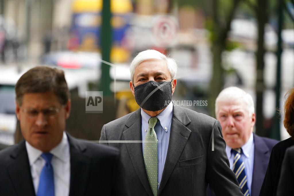 Matt Rourke Former Penn State President Graham Spanier arrives for a hearing at the Dauphin County Courthouse in Harrisburg, Pa., Wednesday, May 26, 2021. (AP Photo/Matt Rourke)