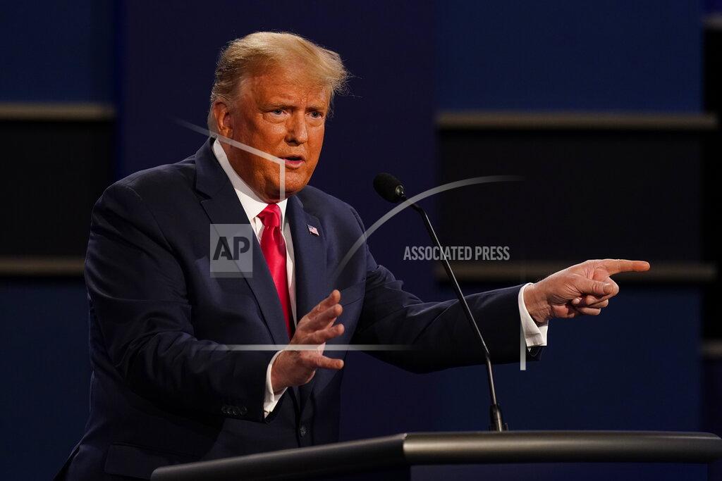 Patrick Semansky President Donald Trump gestures while speaking during the second and final presidential debate Thursday, Oct. 22, 2020, at Belmont University in Nashville, Tenn. (AP Photo/Patrick Semansky)