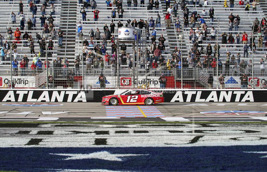 Brynn Anderson NASCAR Cup Series driver Ryan Blaney wins a NASCAR Cup Series at Atlanta Motor Speedway on Sunday, March 21, 2021, in Hampton, Ga. (AP Photo/Brynn Anderson)