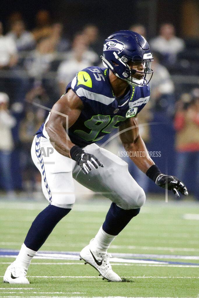 Michael Ainsworth FILE - In this Jan. 5, 2019, file photo, Seattle Seahawks defensive end Dion Jordan (95) plays against the Dallas Cowboys during the second half of the NFC wild-card NFL football game in Arlington, Texas. The San Francisco 49ers have signed defensive lineman Dion Jordan to a one-year contract. The Niners announced the deal Friday, Aug. 7, 2020, to add another former first-round pick to their talented line. (AP Photo/Michael Ainsworth, File)