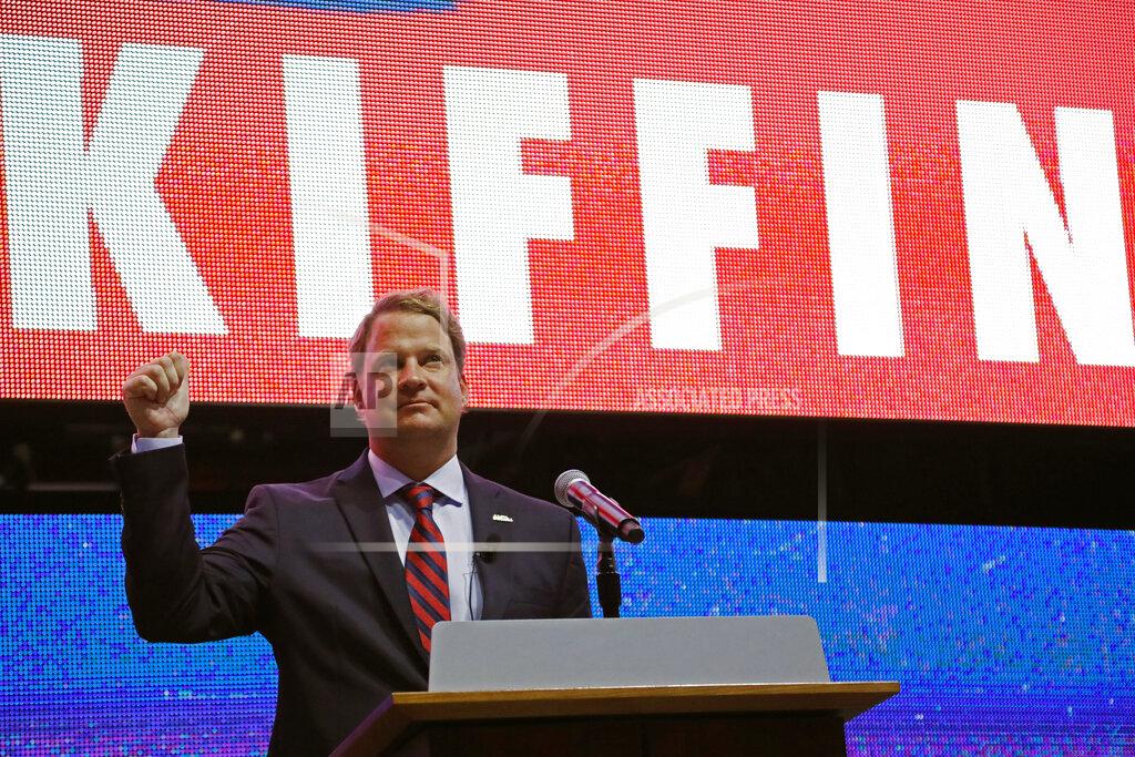 Rogelio V. Solis Lane Kiffin reacts to Mississippi fans as he is introduced as the new NCAA college football coach during a public introduction at The Pavilion, a multipurpose arena on the campus in Oxford, Miss., Monday, Dec. 9, 2019. Kiffin was previously, the football coach for three years at Florida Atlantic. (AP Photo/Rogelio V. Solis)
