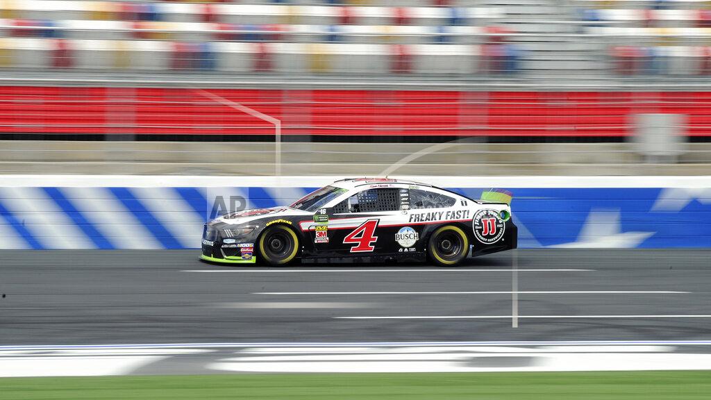 Mike Mccarn Kevin Harvick during practice for Sunday's NASCAR Cup Series auto race at Charlotte Motor Speedway in Concord, N.C., Saturday, Sept. 28, 2019. (AP Photo/Mike McCarn)