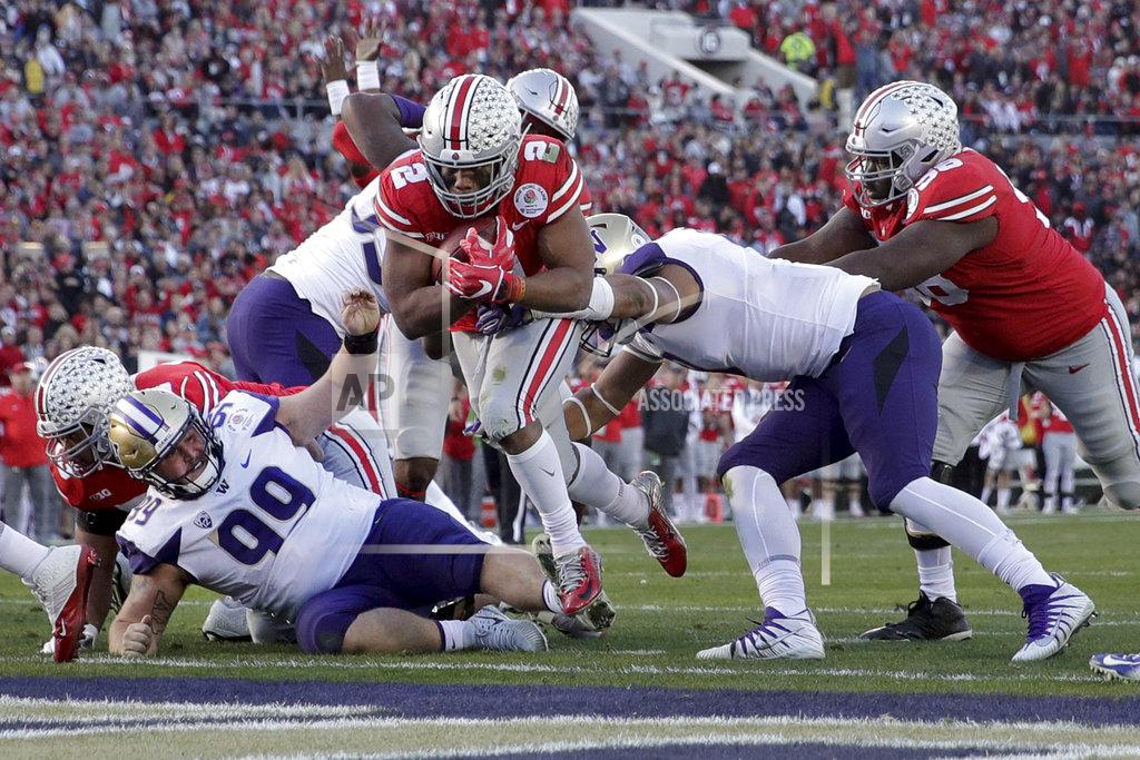 Jae C. Hong Ohio State running back J.K. Dobbins scores against Washington during the second half of the Rose Bowl NCAA college football game Tuesday, Jan. 1, 2019, in Pasadena, Calif. (AP Photo/Jae C. Hong)